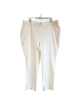 Womens Plus Size Cream Ankle Pants With Pockets US 20W Cotton Blend